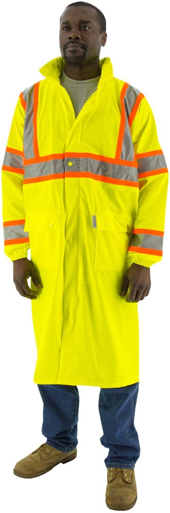 81-75-7303 - Majestic® Hi-Vis Rain Coat w/ DOT Striping